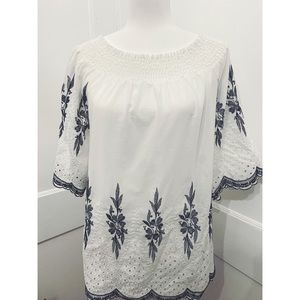 Studio West White Embroidered Off The Shoulder Top